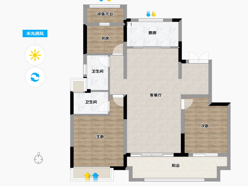 江苏省-苏州市-澜悦华庭-104.01-户型库-采光通风