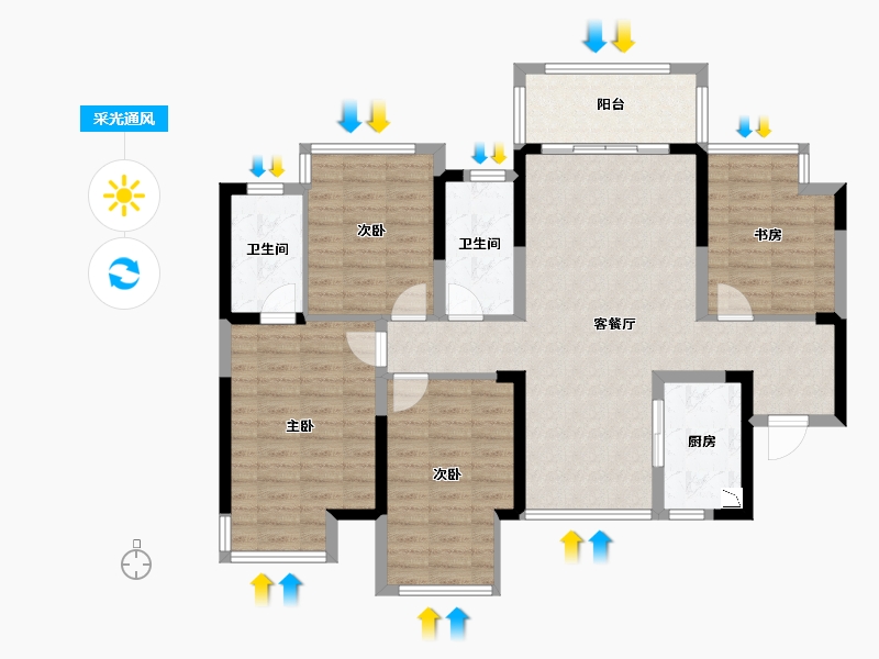 广西壮族自治区-南宁市-阳光城丽景湾-106.32-户型库-采光通风