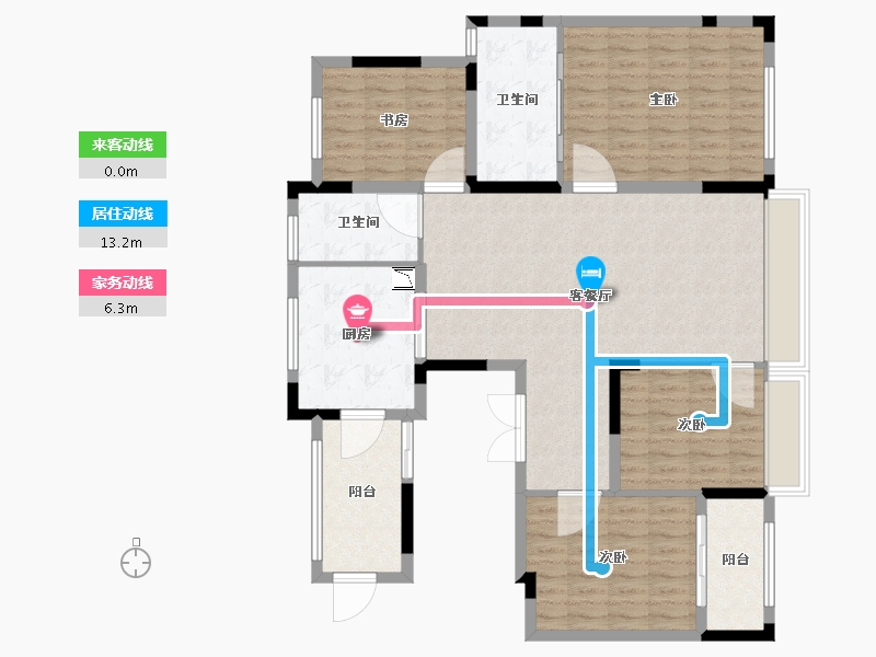 浙江省-宁波市-江山万里六期昆仕-124.36-户型库-动静线