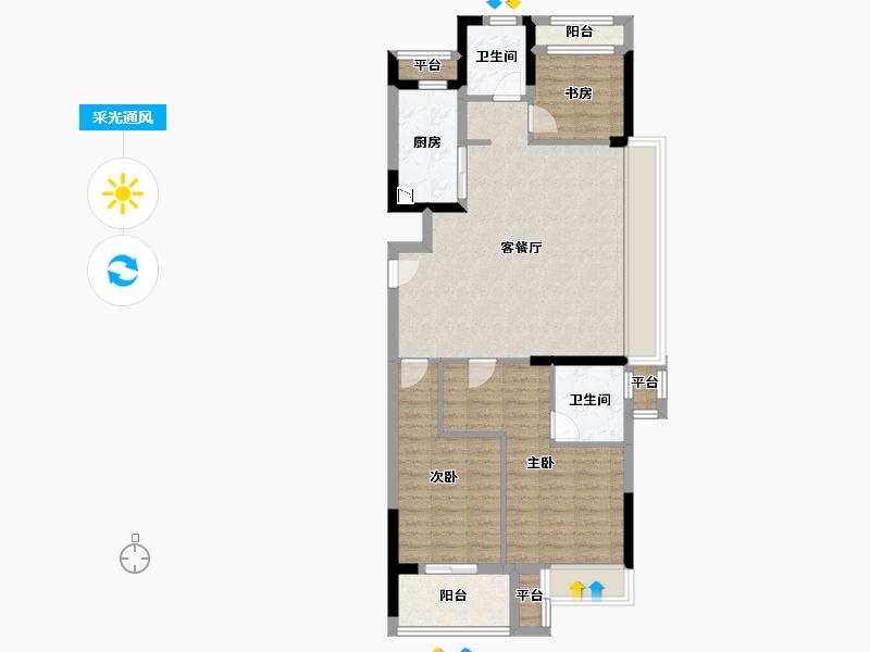 浙江省-温州市-中南瓯海印象南府-84.00-户型库-采光通风