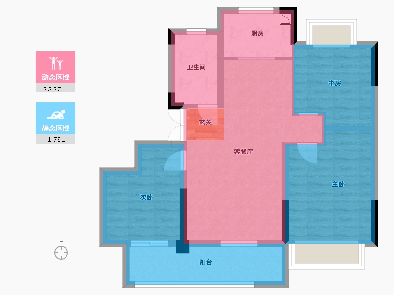 浙江省-衢州市-贝林・金誉府-69.34-户型库-动静分区