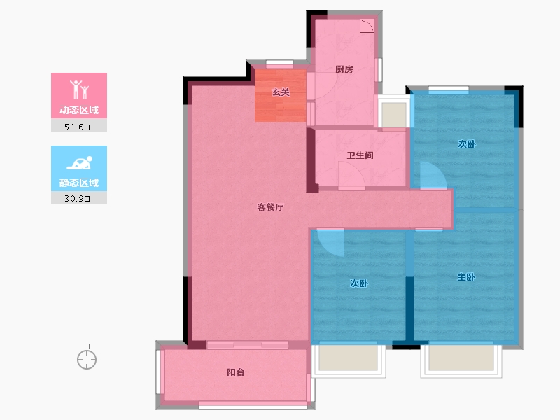 湖北省-武汉市-融创首创九派江山-73.60-户型库-动静分区