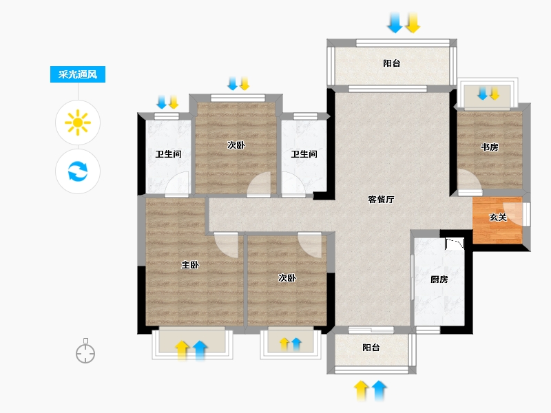 广西壮族自治区-柳州市-联发君悦朝阳-87.37-户型库-采光通风