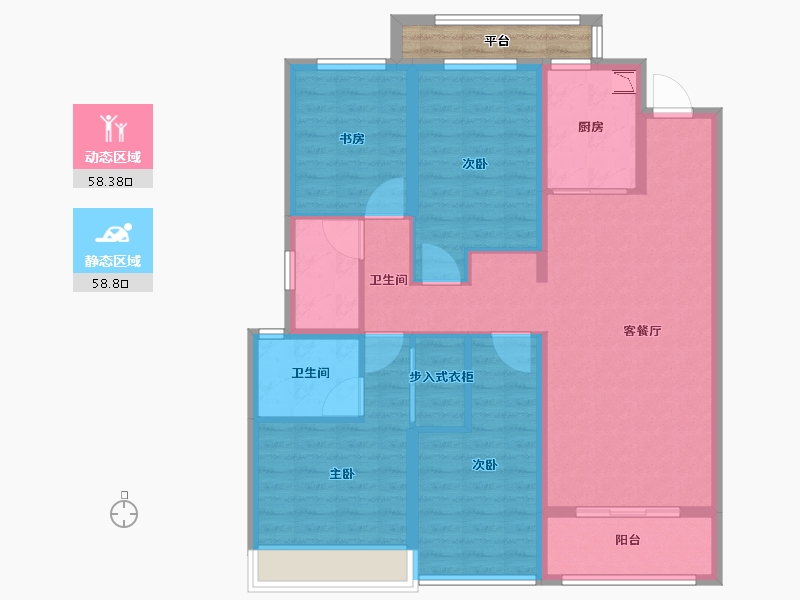 浙江省-温州市-九山金茂府-107.99-户型库-动静分区