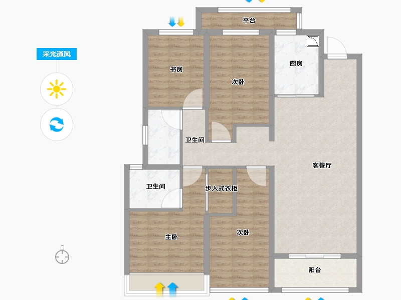 浙江省-温州市-九山金茂府-107.99-户型库-采光通风