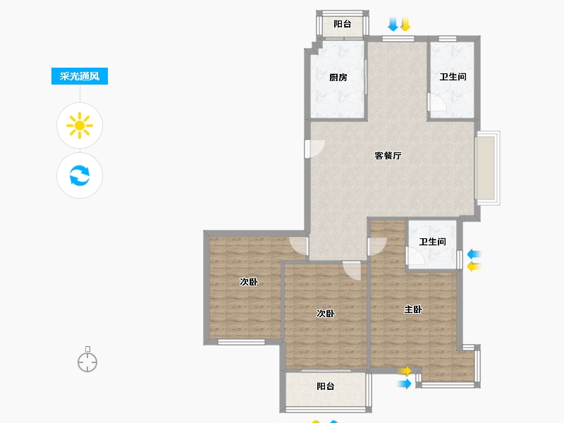 江苏省-苏州市-东辉缘-118.54-户型库-采光通风