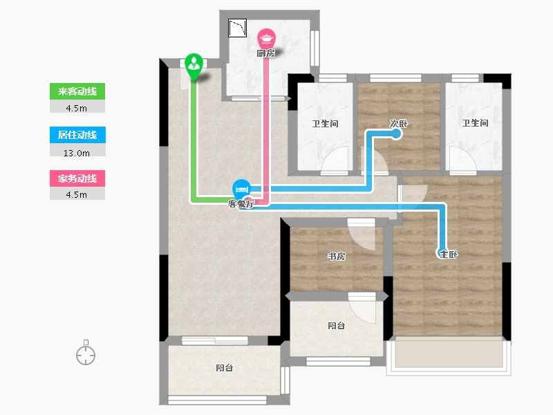 浙江省-温州市-德信东望里-69.60-户型库-动静线