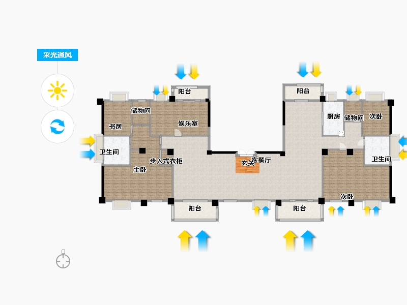 湖北省-武汉市-博译上坤・云�o-301.60-户型库-采光通风