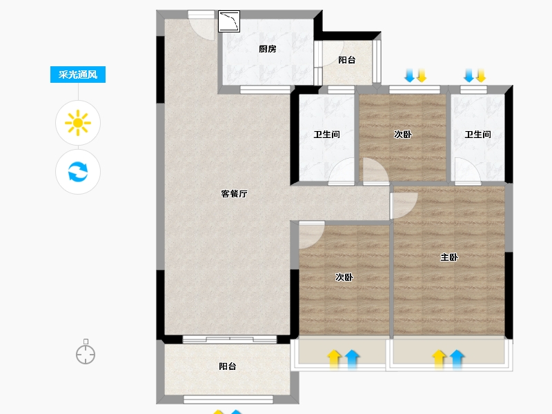 河南省-郑州市-碧桂园天澜-88.27-户型库-采光通风