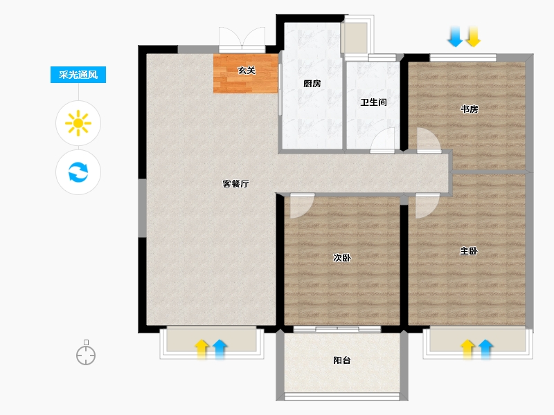 山东省-菏泽市-中央檀府-113.00-户型库-采光通风