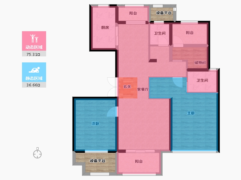 河南省-南阳市-新旭・京华府-106.34-户型库-动静分区