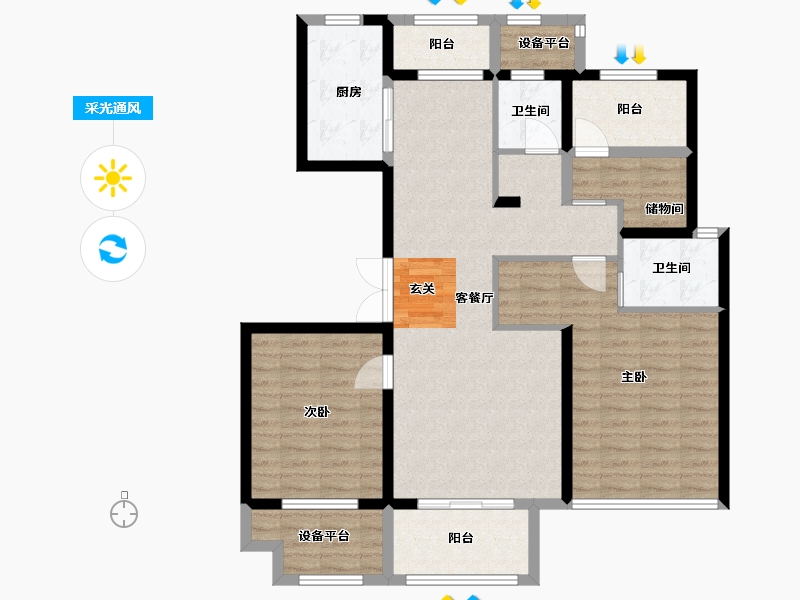 河南省-南阳市-新旭・京华府-106.34-户型库-采光通风