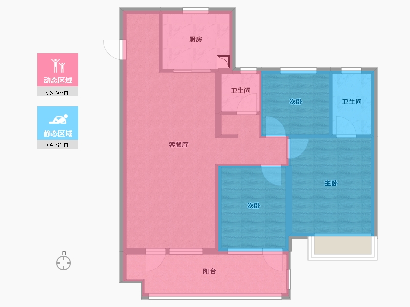 山东省-青岛市-蔚蓝创新天地-81.82-户型库-动静分区