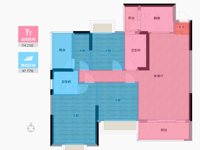 湖南省-衡阳市-中房・美丽白沙-91.42-户型库-动静分区