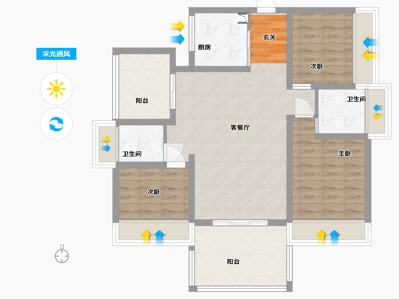 四川省-绵阳市-三汇・四季公园-86.90-户型库-采光通风