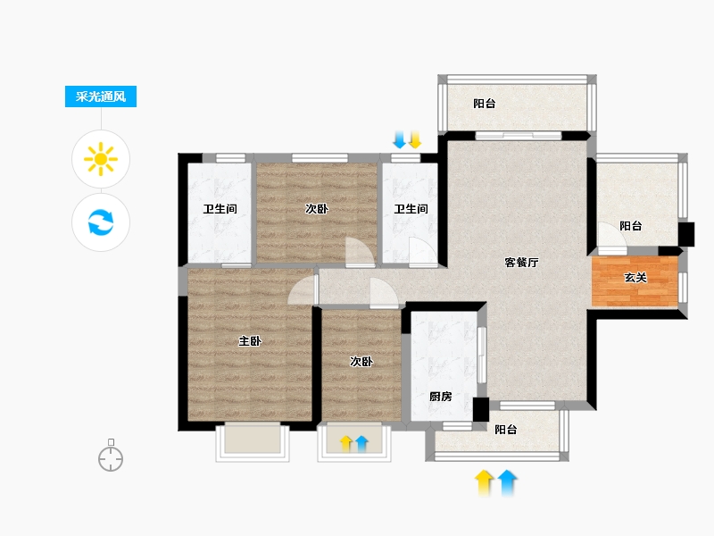 广西壮族自治区-钦州市-敏捷・珑�h湾-88.78-户型库-采光通风