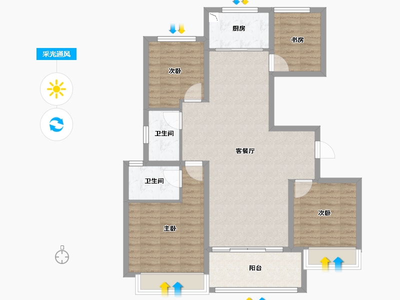 浙江省-温州市-华侨城欢乐天地-100.80-户型库-采光通风