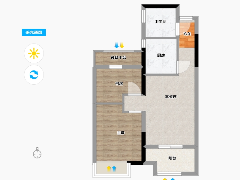 安徽省-宿州市-北京城房・北大学府-52.13-户型库-采光通风