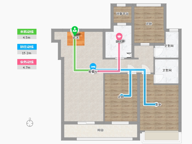 浙江省-舟山市-沁润公寓-93.76-户型库-动静线