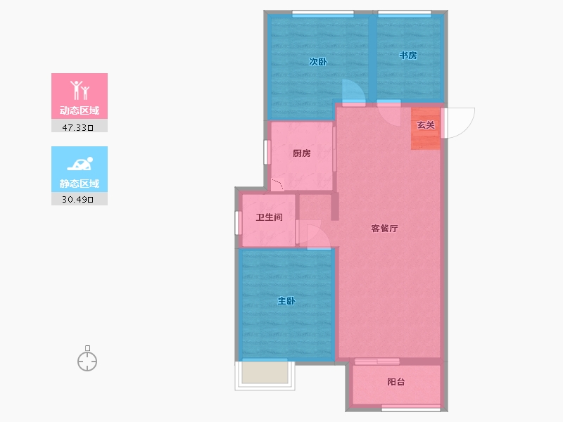 浙江省-舟山市-都会之光小区-69.60-户型库-动静分区