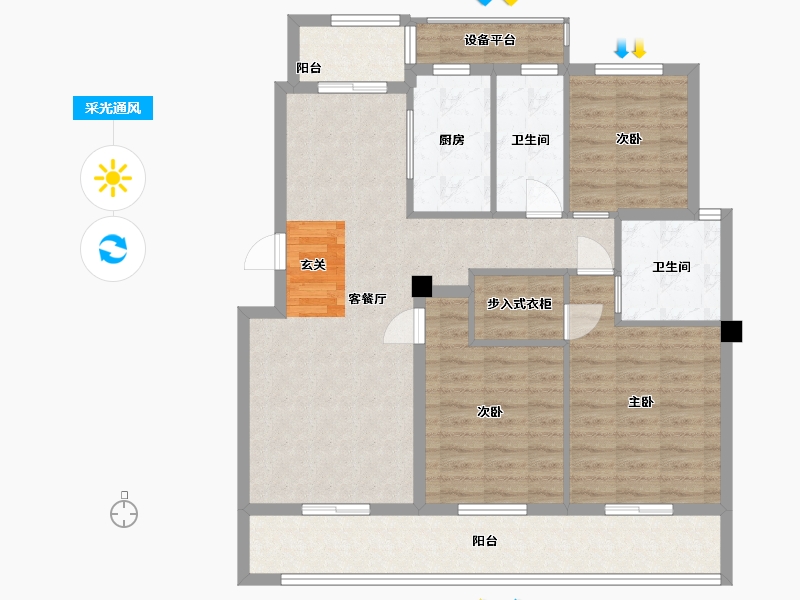 浙江省-舟山市-柳岸晓风花园-104.35-户型库-采光通风