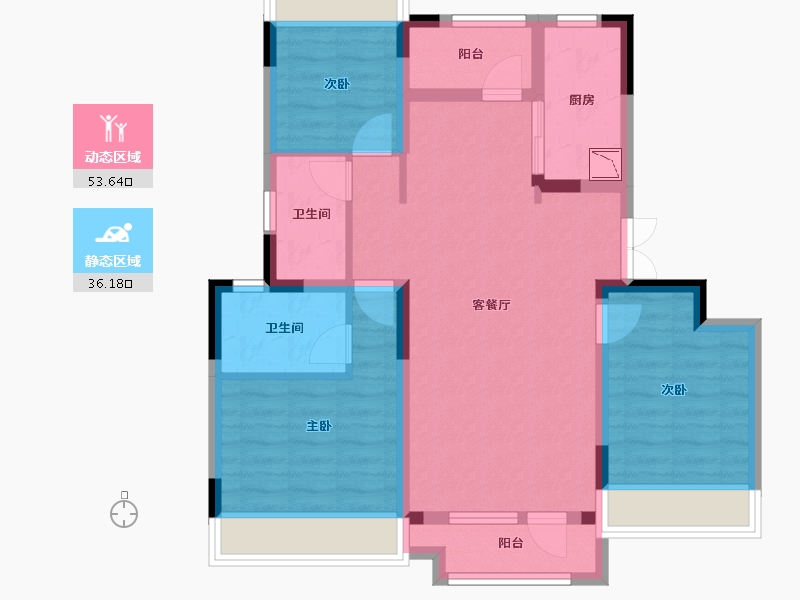 辽宁省-沈阳市-金科中南·集美尚景-78.65-户型库-动静分区