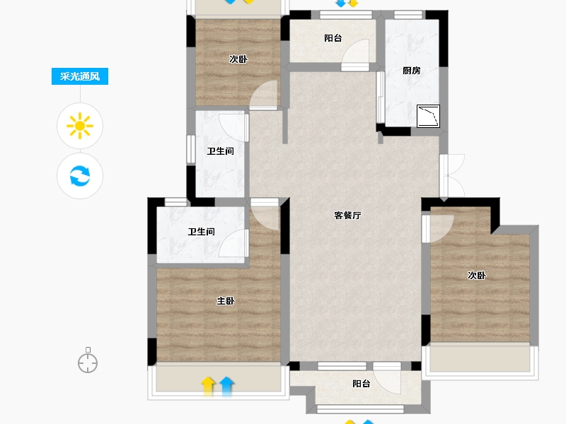 辽宁省-沈阳市-金科中南·集美尚景-78.65-户型库-采光通风