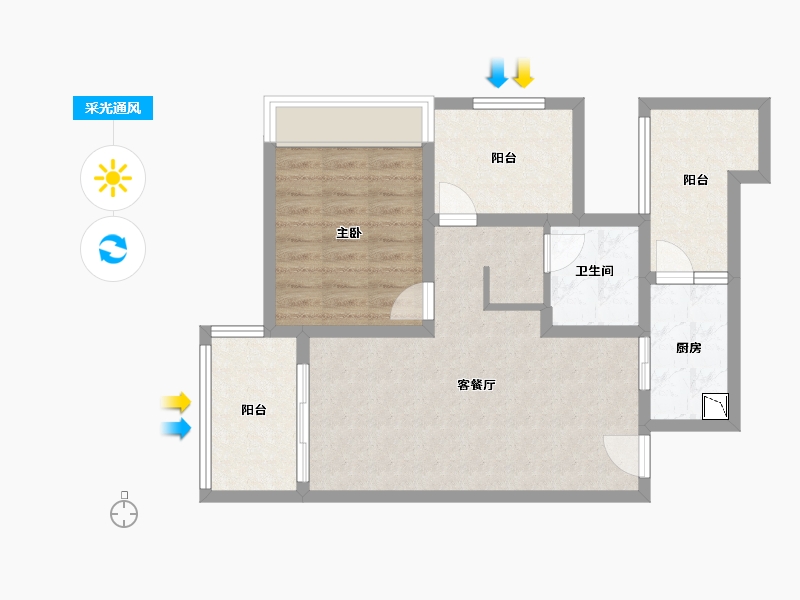 海南省-海口市-南海幸福汇-67.44-户型库-采光通风