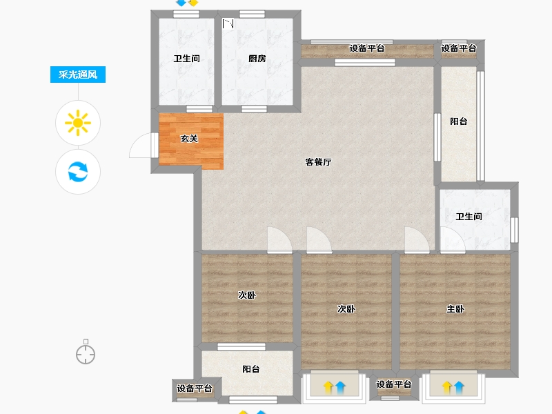 浙江省-舟山市-恒大悦珑湾-107.13-户型库-采光通风