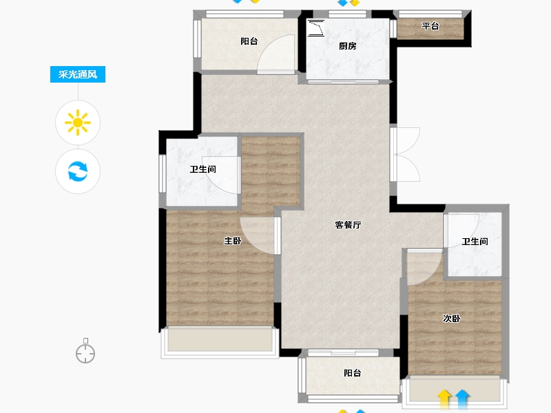 浙江省-温州市-时代瓯海壹品-92.09-户型库-采光通风