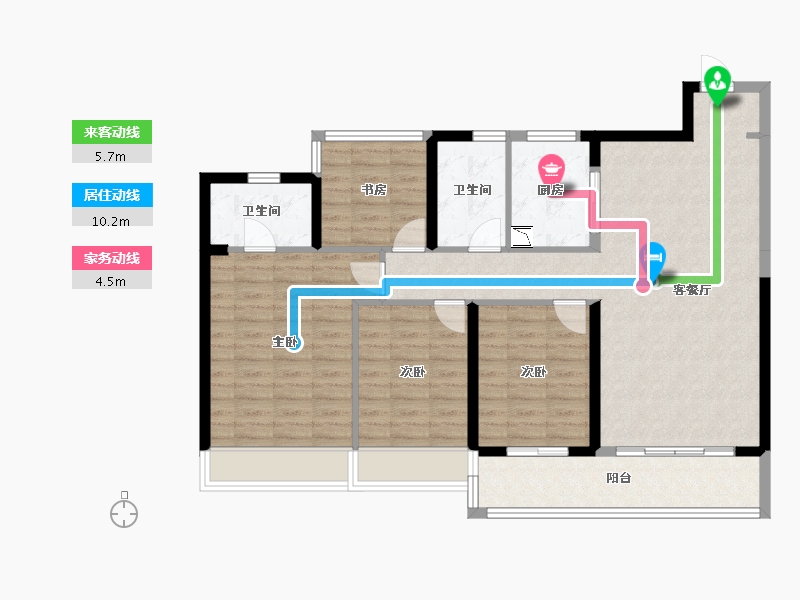 浙江省-温州市-龙湖坤和天境-104.31-户型库-动静线