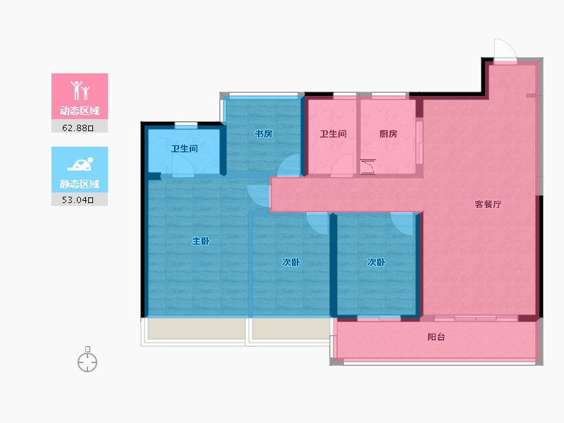 浙江省-温州市-龙湖坤和天境-104.31-户型库-动静分区