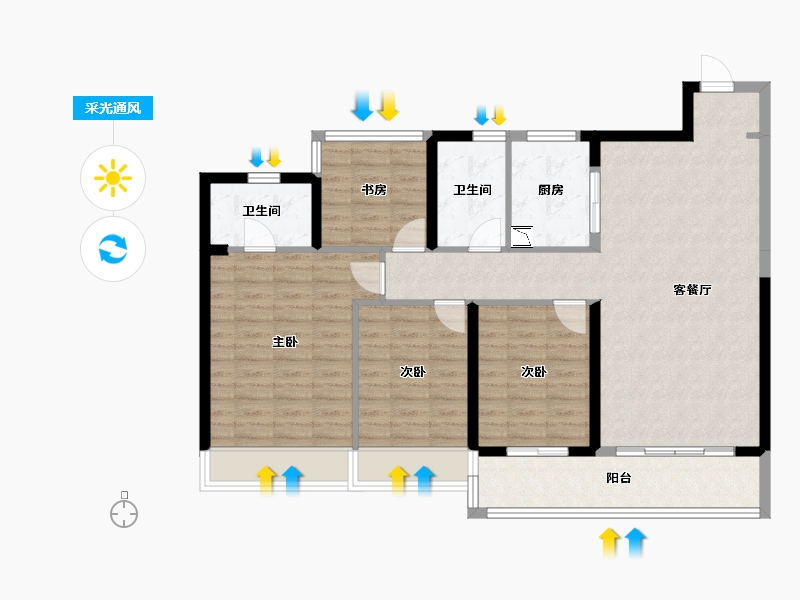 浙江省-温州市-龙湖坤和天境-104.31-户型库-采光通风