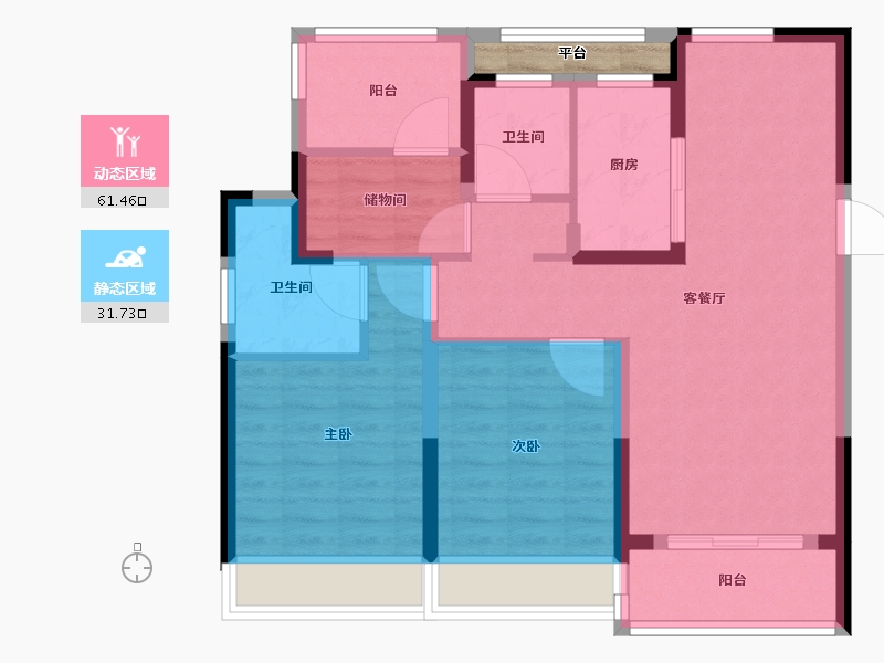 浙江省-温州市-时代瓯海壹品-84.81-户型库-动静分区