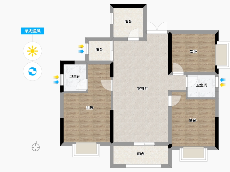 湖南省-株洲市-柳家湾小区-87.77-户型库-采光通风