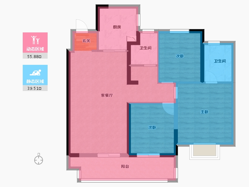 江苏省-常州市-弘阳上坤云�o-84.80-户型库-动静分区