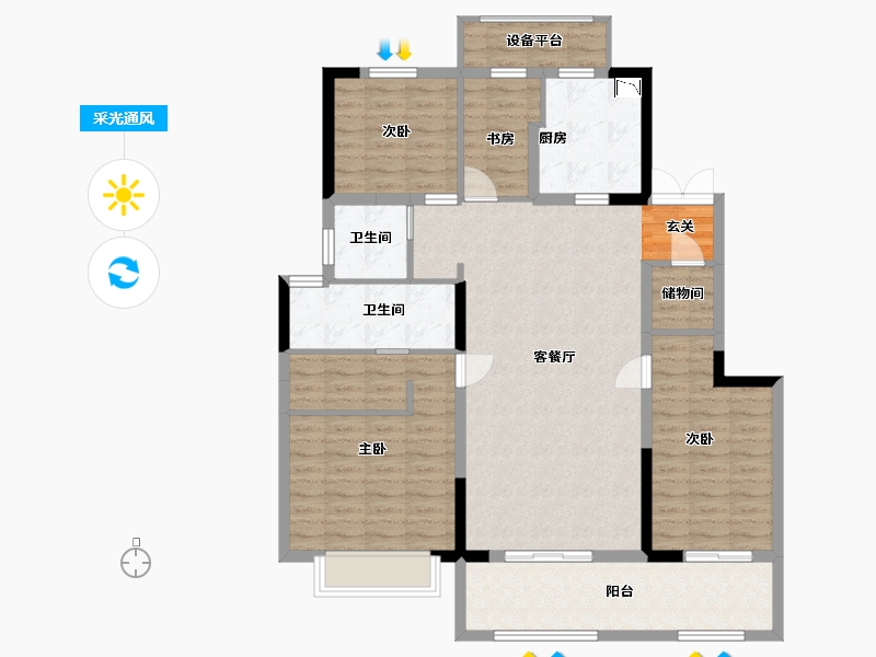 江苏省-常州市-新城・璞樾春秋-118.11-户型库-采光通风