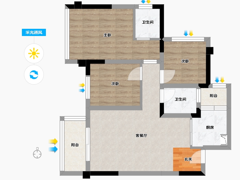 四川省-巴中市-平昌一品・凤凰城-65.66-户型库-采光通风