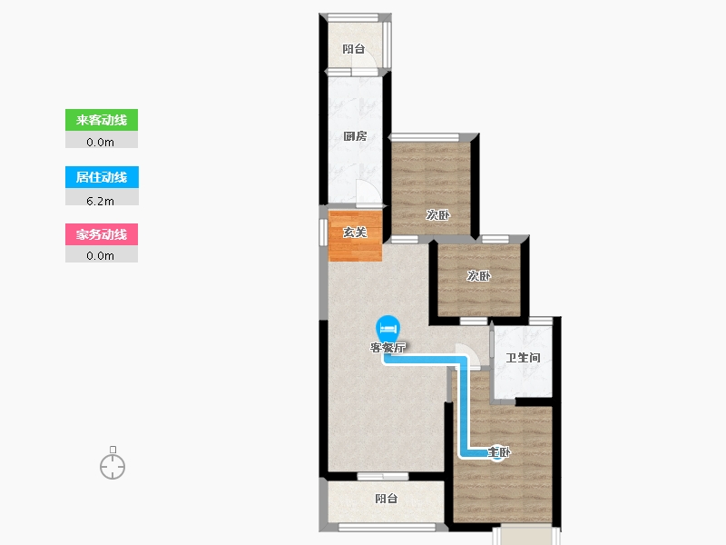 陕西省-渭南市-渭南恒大�B睿府-66.90-户型库-动静线