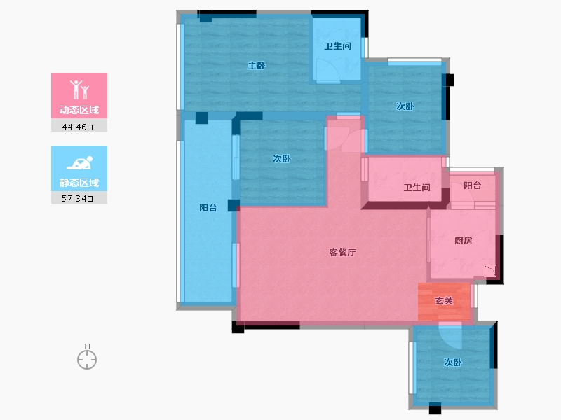 四川省-巴中市-平昌一品・凤凰城-90.30-户型库-动静分区