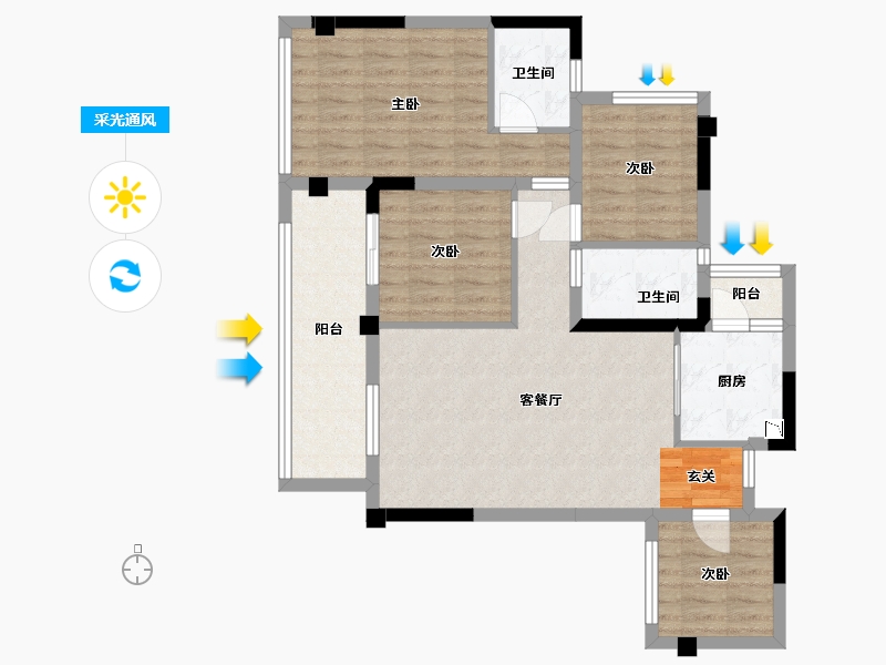 四川省-巴中市-平昌一品・凤凰城-90.30-户型库-采光通风