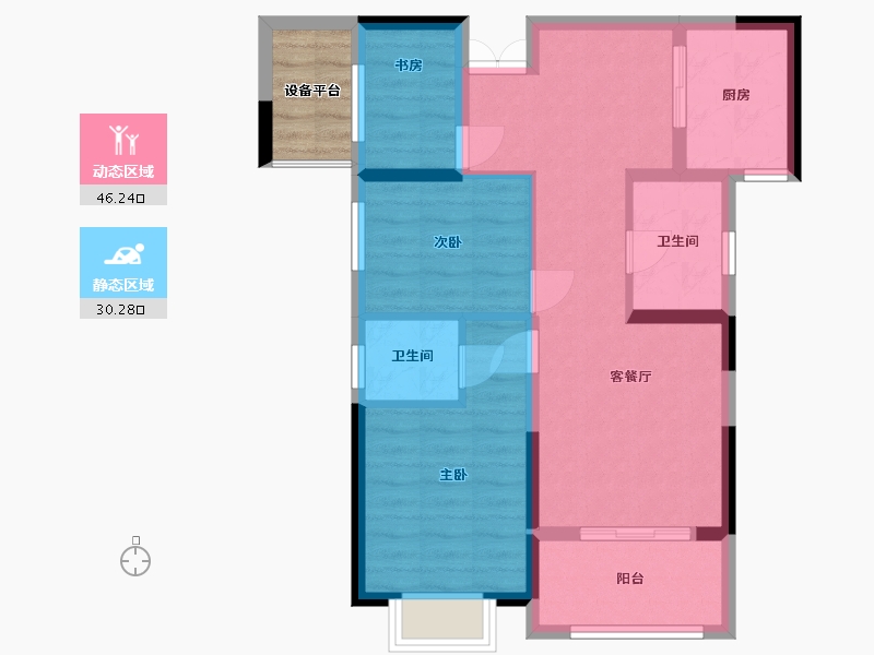 湖南省-长沙市-帝辰金缇水郡-71.23-户型库-动静分区