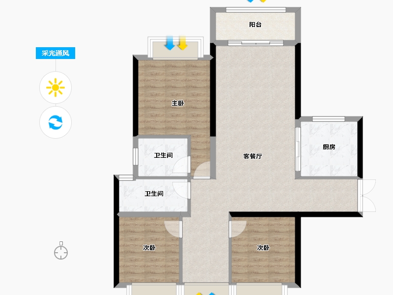 贵州省-贵阳市-首钢·贵州之光-95.96-户型库-采光通风