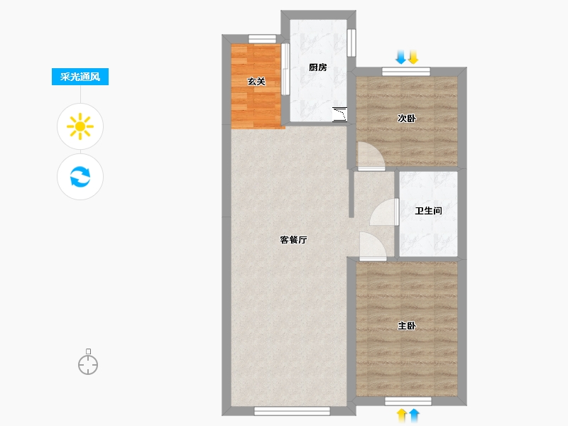 山东省-烟台市-中海万锦公馆-63.18-户型库-采光通风