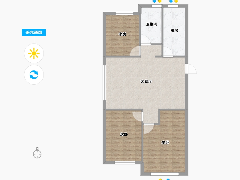 内蒙古自治区-赤峰市-百合和苑-75.03-户型库-采光通风