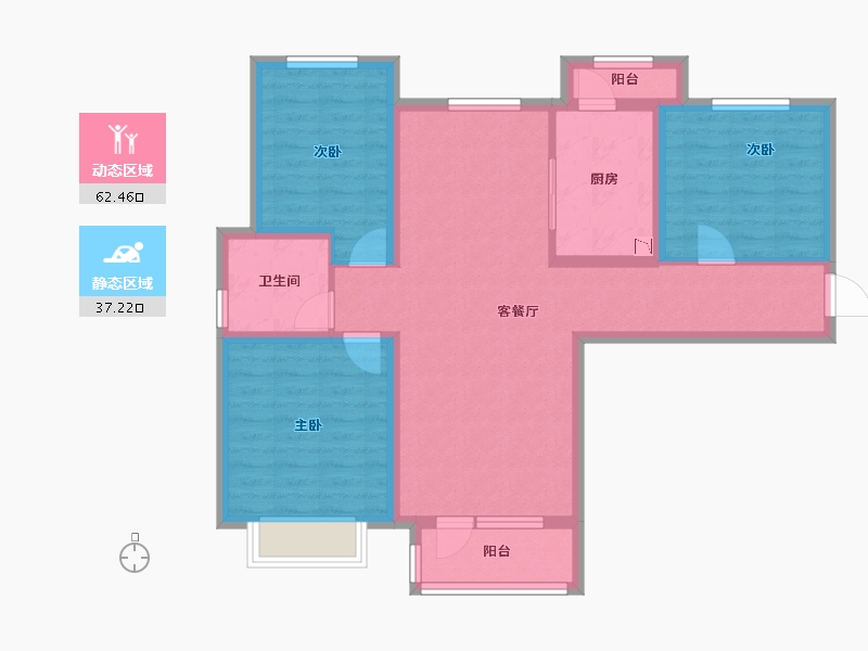 河北省-沧州市-泊澜天下-88.25-户型库-动静分区