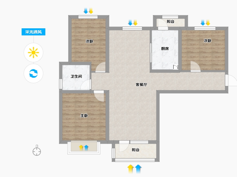 河北省-沧州市-泊澜天下-88.25-户型库-采光通风