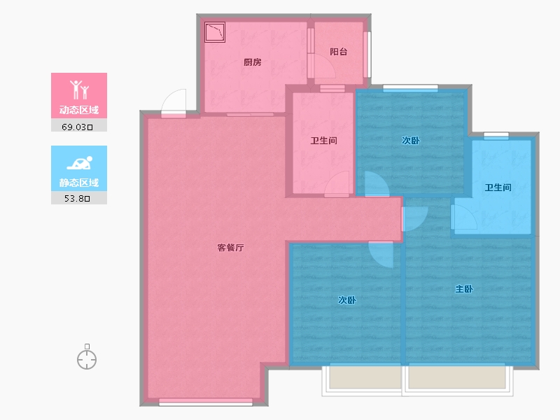 新疆维吾尔自治区-乌鲁木齐市-恒大旅游城-111.45-户型库-动静分区