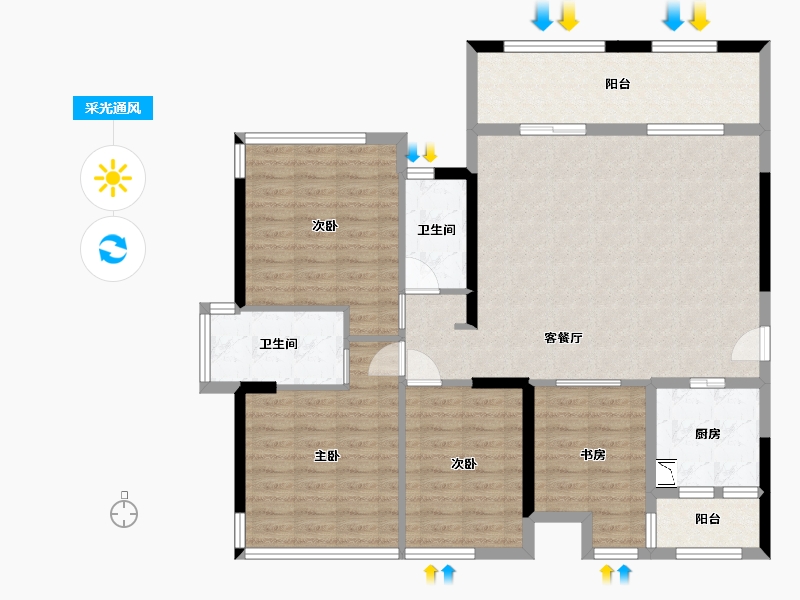 广西壮族自治区-南宁市-天健城天境-114.07-户型库-采光通风