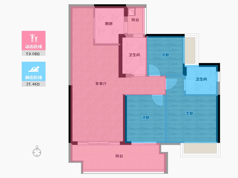 广东省-江门市-敏捷悦府-84.57-户型库-动静分区